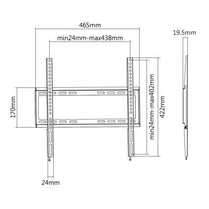MK FLORIA MKF-20DF447 - Supporto fisso da parete per TV 65 nero
