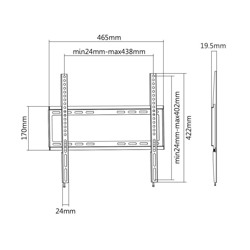 MK FLORIA MKF-20DF447 - Supporto fisso da parete per TV 65 nero