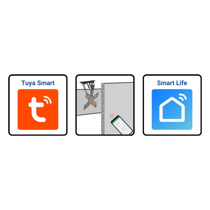 MK FLORIA MKF-20DM444 - Supporto a soffitto smart per TV 55" nero Wi-Fi TUYA + telecomando
