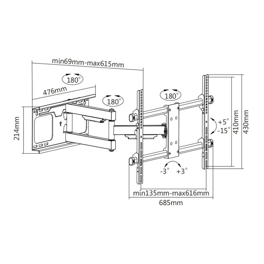 MK FLORIA MKF-20DP646 - Support mural pour TV avec joint 80" noir