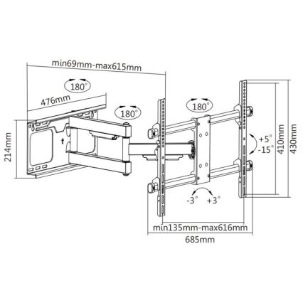 MK FLORIA MKF-20DP646 - Supporto a parete per TV con giunto 80" nero