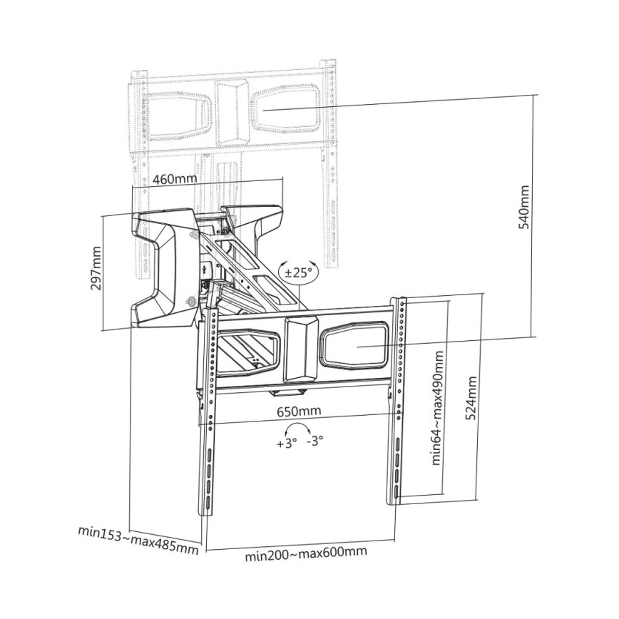 MK FLORIA MKF-21DM647 - Supporto a parete per TV con snodo 70 nero + telecomando