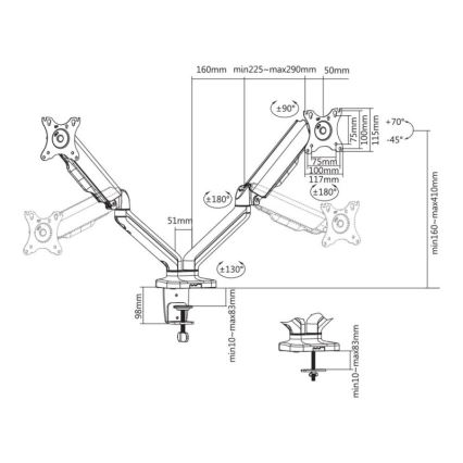 MK FLORIA MKF-21DP113S2 - Supporto regolabile per due monitor da 32 nero