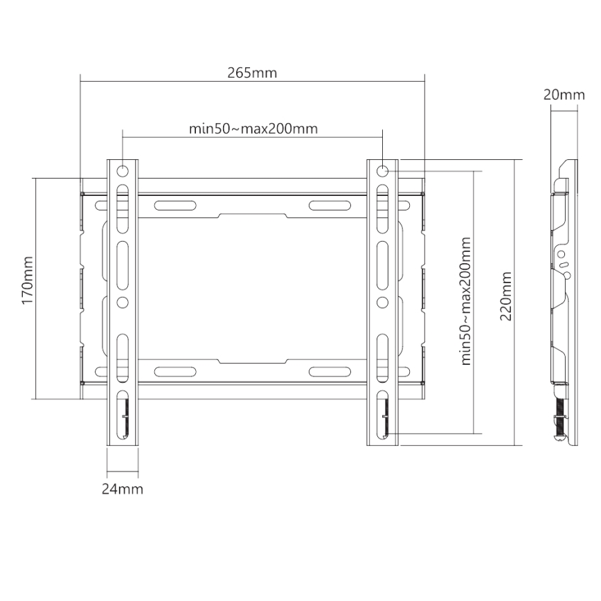 MK FLORIA MKF-23DF223 - Supporto fisso per TV a parete 46" nero