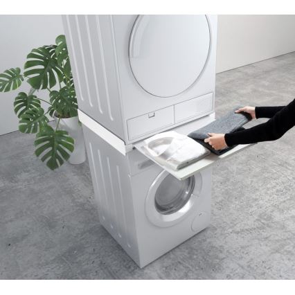 MK FLORIA MKF-23MZ601 - Kit d'empilage pour lave-linge et sèche-linge avec système coulissant 60 cm blanc