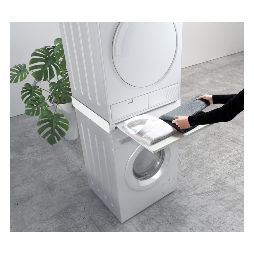 MK FLORIA MKF-23MZ601 - Kit d'empilage pour lave-linge et sèche-linge avec système coulissant 60 cm blanc