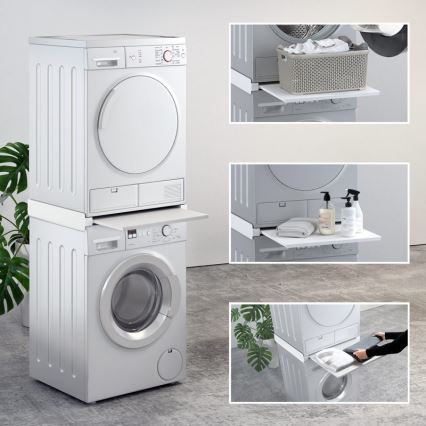 MK FLORIA MKF-23MZ601 - Kit d'empilage pour lave-linge et sèche-linge avec système coulissant 60 cm blanc