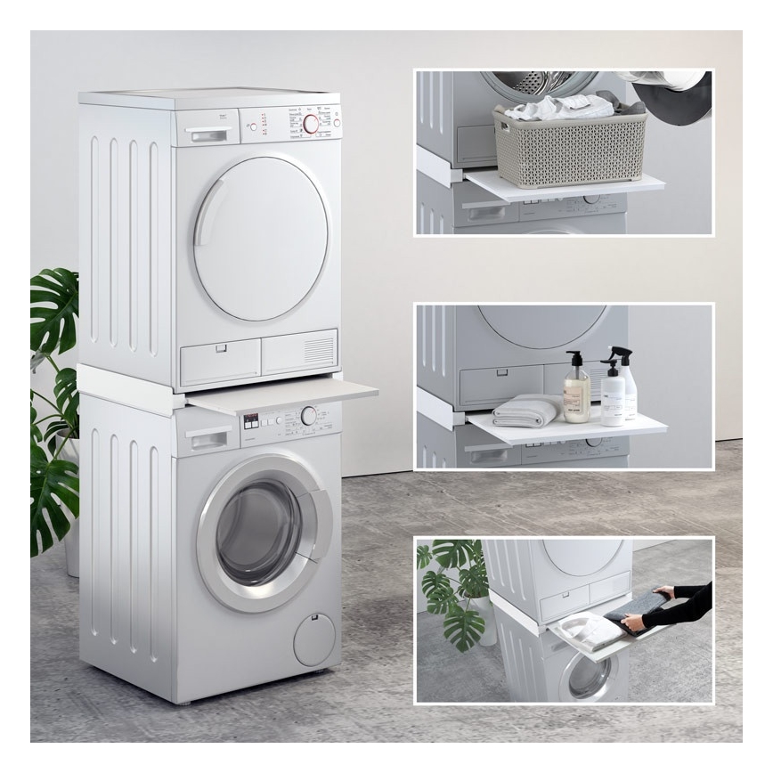 MK FLORIA MKF-23MZ601 - Kit d'empilage pour lave-linge et sèche-linge avec système coulissant 60 cm blanc