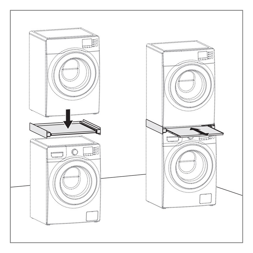 MK FLORIA MKF-23MZ601 - Kit d'empilage pour lave-linge et sèche-linge avec système coulissant 60 cm blanc
