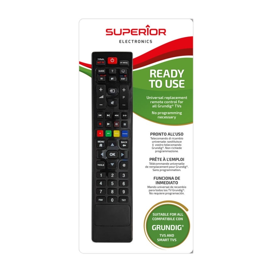 MK FLORIA Superior RC UNI TV Grundig - Télécommande de rechange pour TV de marque Grundig 2xAAA