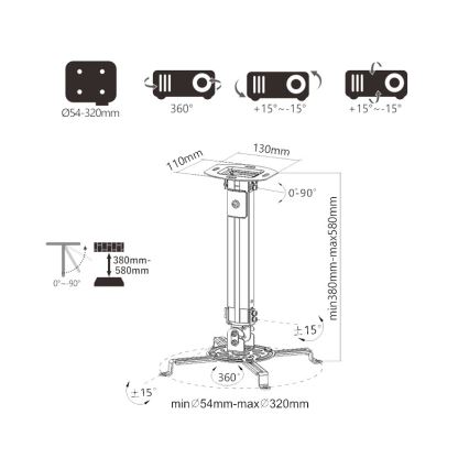 MK FLORIA Superior SUPSTV013 -  Supporto da soffitto per proiettore nero