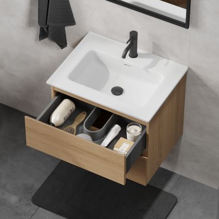 Mobile bagno con lavabo CONOR 61 cm rovere/bianco