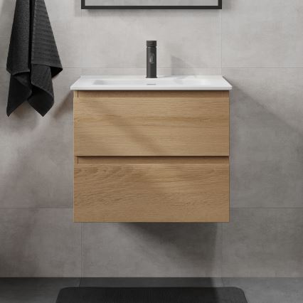 Mobile bagno con lavabo CONOR 61 cm rovere/bianco