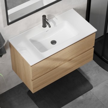 Mobile bagno con lavabo KENWOOD 91 cm rovere/bianco