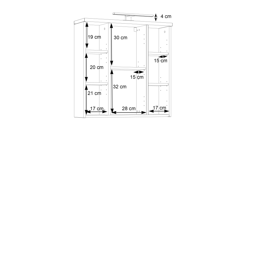 Mobile da bagno a parete con specchio VENOM bianco/rovere sonoma