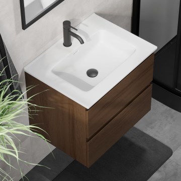 Mobile da bagno con lavabo CONOR 61 cm noce/bianco