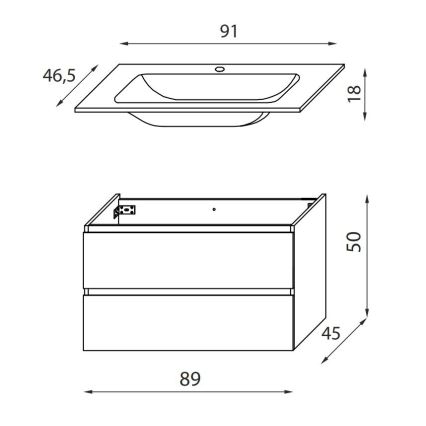 Mobile da bagno con lavabo KENWOOD 91 cm Marakesh/bianco
