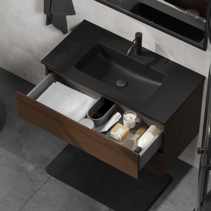 Mobile da bagno con lavabo KENWOOD 91 cm noce/nero