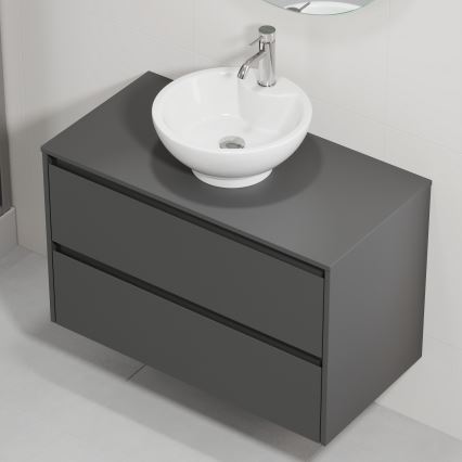 Mobile da bagno con lavabo TRONDHEIM/DRAMMEN 90x57x46 cm antracite/bianco