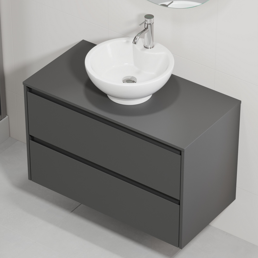 Mobile da bagno con lavabo TRONDHEIM/DRAMMEN 90x57x46 cm antracite/bianco
