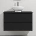 Mobile da bagno con lavabo TRONDHEIM/DRAMMEN 90x57x46 cm nero/bianco