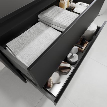 Mobile da bagno con lavabo TRONDHEIM/DRAMMEN 90x57x46 cm nero/bianco