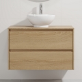 Mobile da bagno con lavabo TRONDHEIM/DRAMMEN 90x57x46 cm rovere/bianco