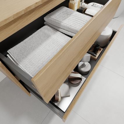 Mobile da bagno con lavabo TRONDHEIM/DRAMMEN 90x57x46 cm rovere/bianco
