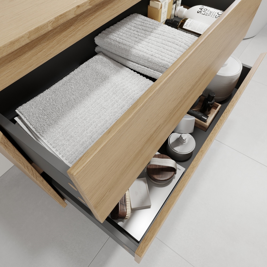 Mobile da bagno con lavabo TRONDHEIM/DRAMMEN 90x57x46 cm rovere/bianco