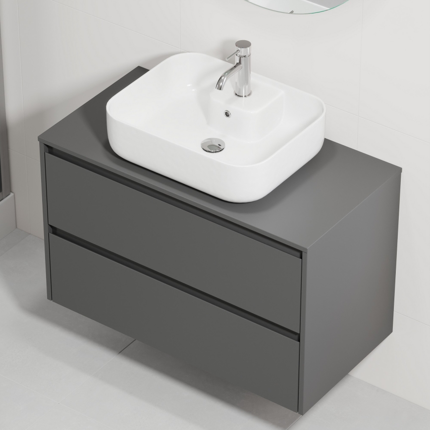 Mobile da bagno con lavabo TRONDHEIM/KRISTIANSAND 90x57x46 cm antracite/bianco
