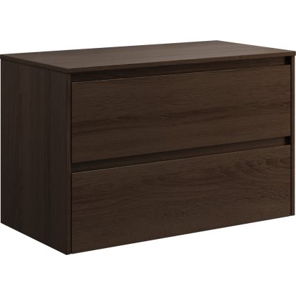 Mobile da bagno con lavabo TRONDHEIM/KRISTIANSAND 90x57x46 cm noce/bianco