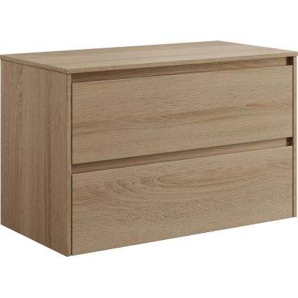 Mobile da bagno con lavabo TRONDHEIM/KRISTIANSAND 90x57x46 cm rovere/bianco