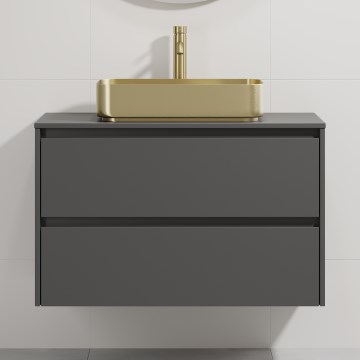 Mobile da bagno con lavabo TRONDHEIM/LJORDAL 90x57x46 cm antracite/ottone