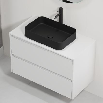 Mobile da bagno con lavabo TRONDHEIM/LJORDAL 90x57x46 cm bianco/nero