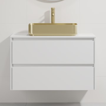 Mobile da bagno con lavabo TRONDHEIM/LJORDAL 90x57x46 cm bianco/ottone
