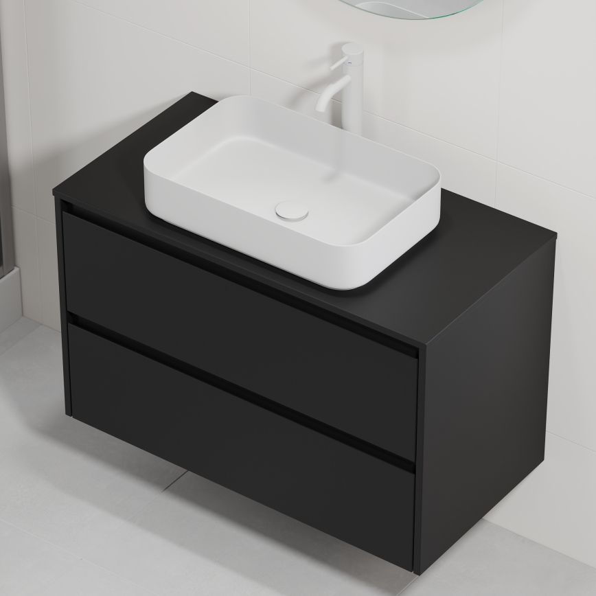 Mobile da bagno con lavabo TRONDHEIM/LJORDAL 90x57x46 cm nero/bianco