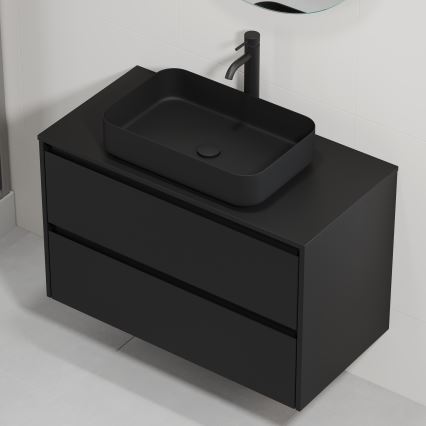 Mobile da bagno con lavabo TRONDHEIM/LJORDAL 90x57x46 cm nero