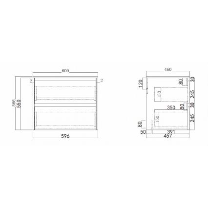 Mobile da bagno con lavabo TRONDHEIM/VIKEDAL 60x57x46 cm, bianco