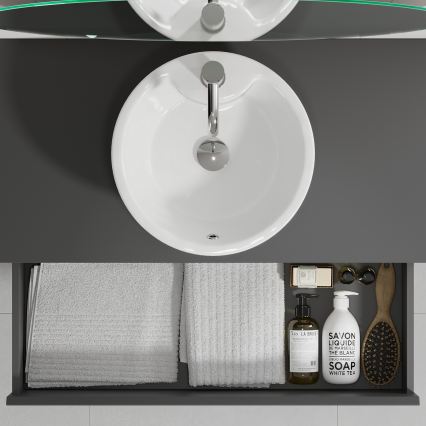 Mobile da bagno con lavabo TRONDHEIM/VIKEDAL 90x57x46 cm antracite/bianco