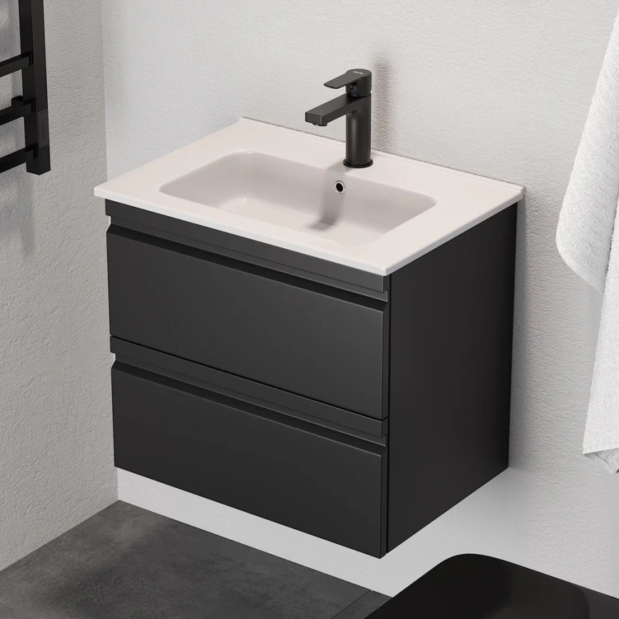Mobile bagno con lavabo VIGO + specchio da parete con retroilluminazione LED/10W/230V IP44, nero
