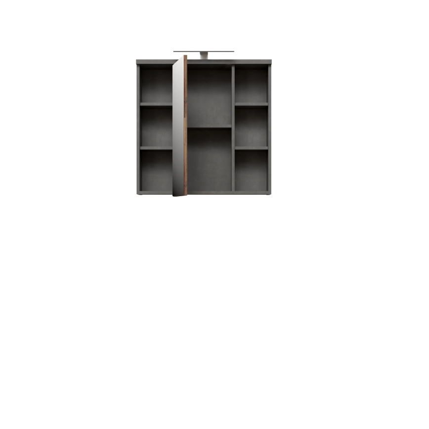 Mobile da bagno sospeso con specchio VENOM, antracite/marrone