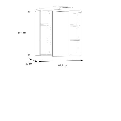Mobile da bagno sospeso con specchio VENOM, antracite/marrone