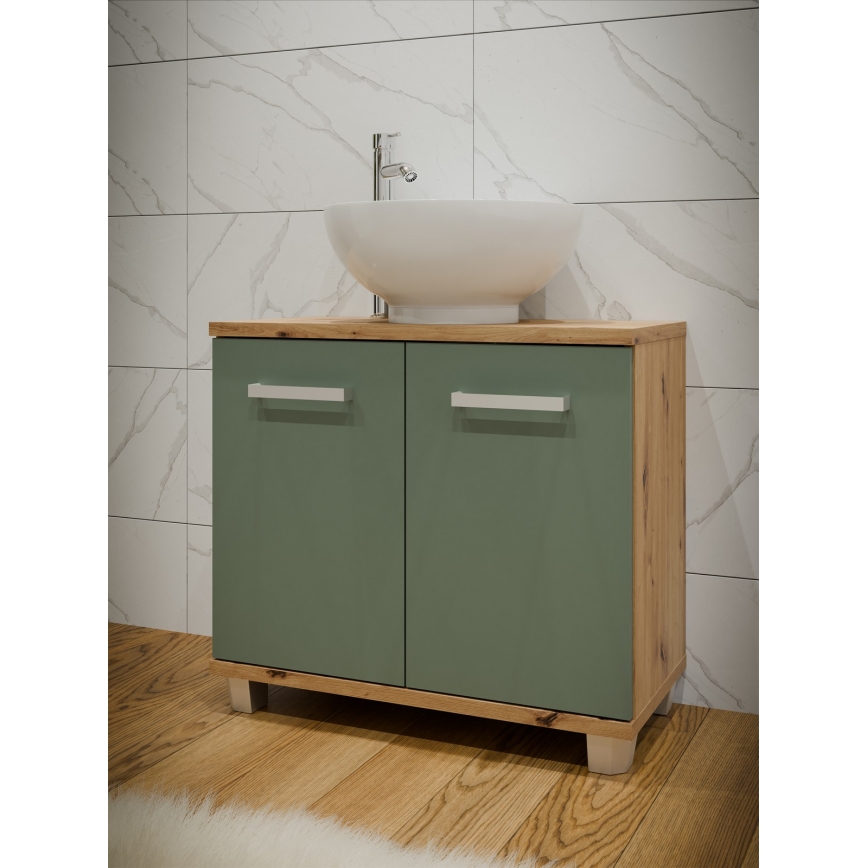 Mobile da bagno VENOM verde/rovere artisan