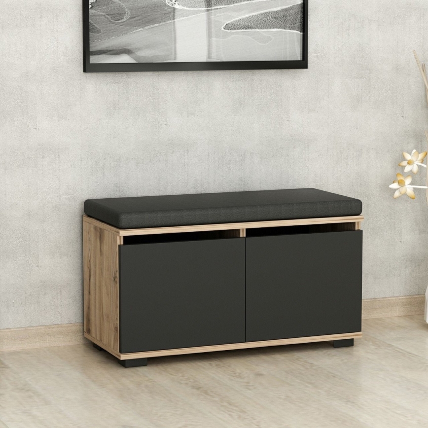 Mobile per scarpe DRAGO 42x80 cm nero/noce