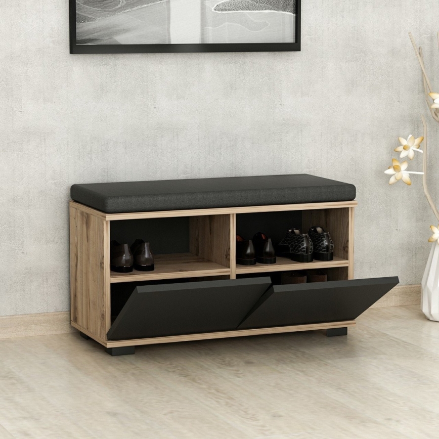 Mobile per scarpe DRAGO 42x80 cm nero/noce