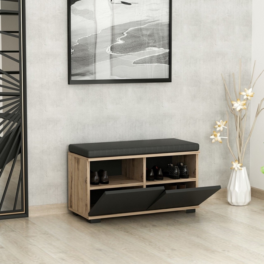 Mobile per scarpe DRAGO 42x80 cm nero/noce