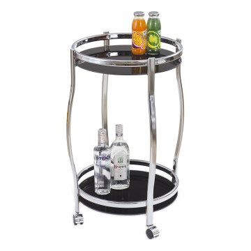 Mobiler Bartisch BAR 71x42 cm glänzendes Chrom/schwarz