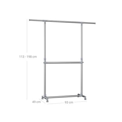 Mobiler Garderobenständer LINEA, silber