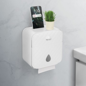 Mobiletto con portarotolo per carta igienica 22x20,5 cm, bianco