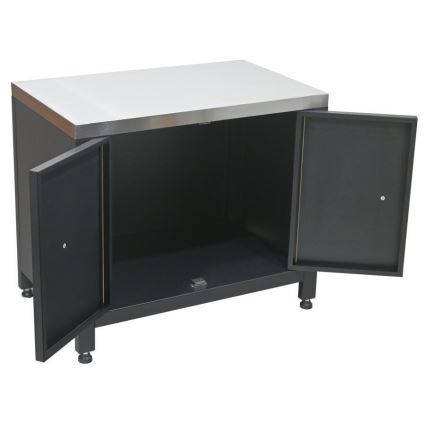 Modulo esterno – armadietto sotto barbecue 80 x 47 x 69 cm, nero/acciaio inossidabile